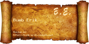 Bumb Erik névjegykártya